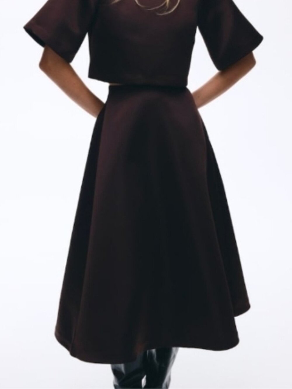 H&M Chocolate Brown Midi Skirt